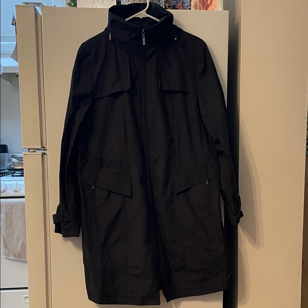 Cole Haan New York Women’s Large Rain Jacket Trench Sheen Luxury Detachable Hood